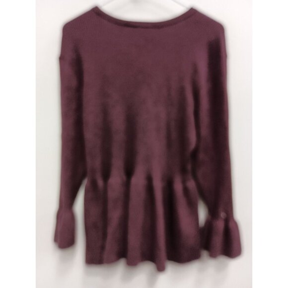 Lane Bryant Womens Peplum Sweater Size 18/20 Burgundy Bell Sleeve Pullover BOHO - Picture 8 of 10